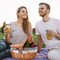 Picnic Basket with Blankets and Bamboo Plates Picnic Supplies Set Basket with Lid and Handle Wicker Picnic Basket Sturdy Woven Body with Washable Lining for Camping(Blue)